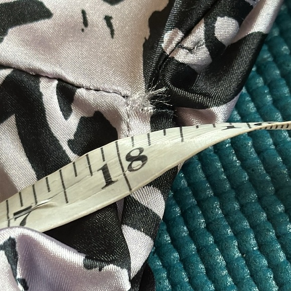 Zara The Dita Satin Ruched Long Sleeve Shirt Dress Lavender Black Floral XXL NWT - Picture 10 of 13